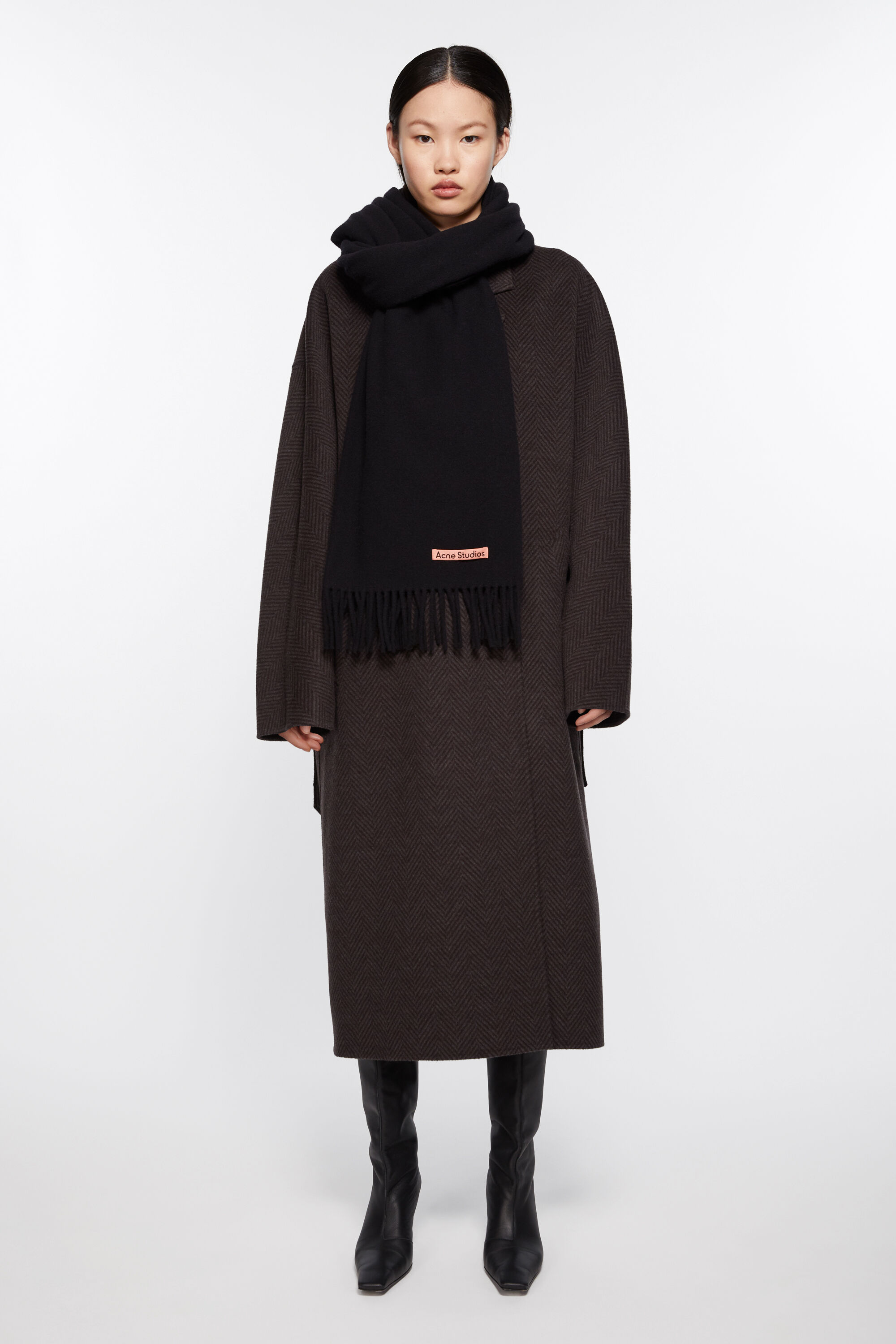 Acne Studios - フリンジウールスカーフ - オーバーサイズ - ブラック