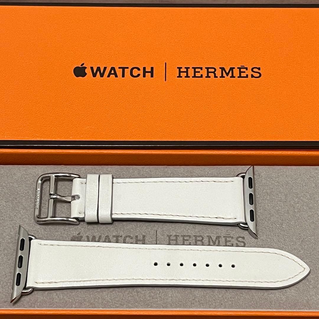 666 Apple watch -エルメス レザーバンド ホワイト レディース